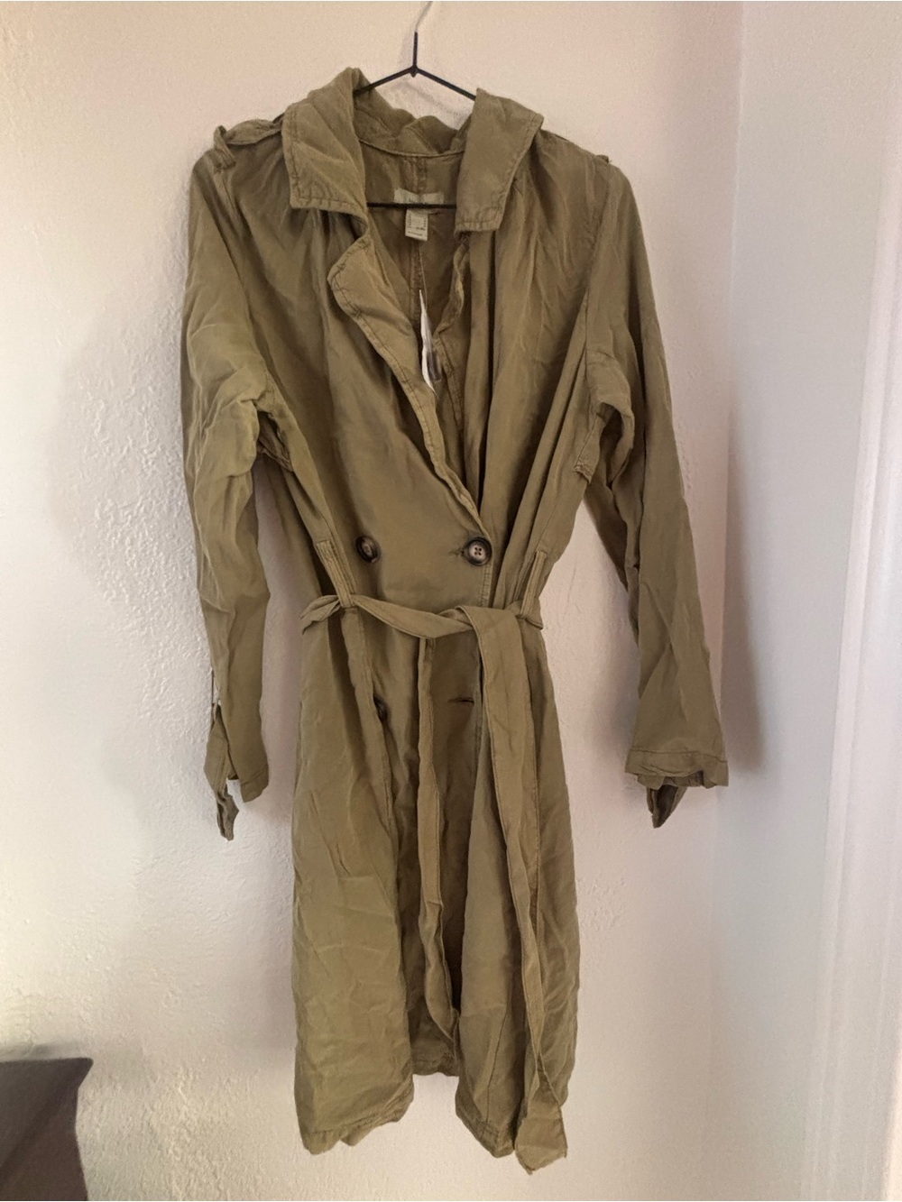 Forever 21 Olive Utility Trench Coat with Tie Belt